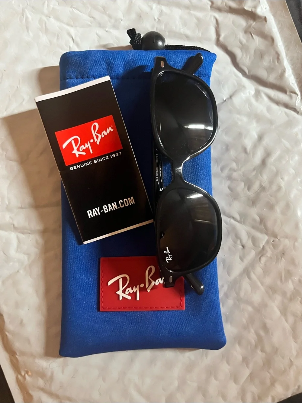 Ray-Ban Polished Black Kids Sunglasses with Dark Green Lenses